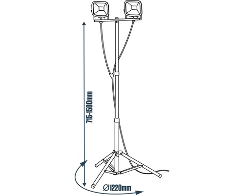 Location LSWT212BG3J-MP Projecteur LED double 2x 1'200 Lm sur trépied IP65 à Lausanne – DALC (photo 8)